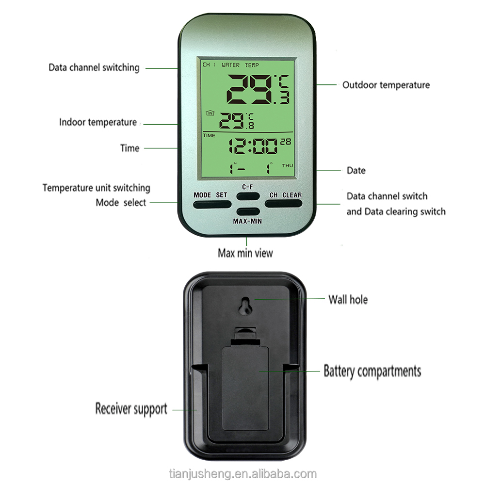 Indoor And Outdoor Solar Energy Digital Thermometer For Swimming Pool Spa Tub Aquarium