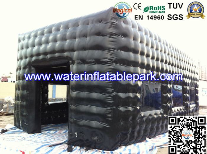 Black PVC Advertising Inflatable Cube Tent / Inflatable Party Tent Rental