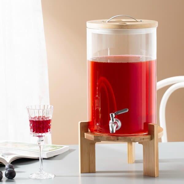 Party 8L 2 Gallon Drink Dispenser Borosilicate Glass Beverage Dispenser With
