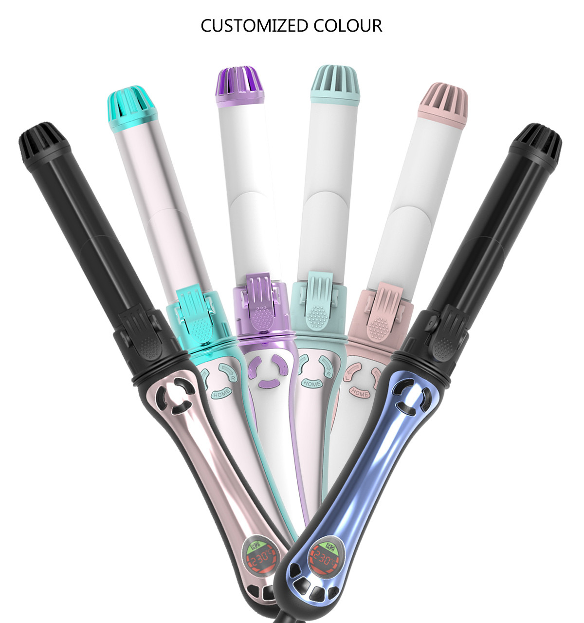 OEM Auto Rotating Hair Curler , Tourmaline Ceramic 1.25 Inch Curling Iron
