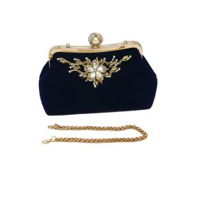 Quality Blue Suede Evening Clutch Handbag Inlaid Crystal Diamond 23cm×12cm×10cm wholesale