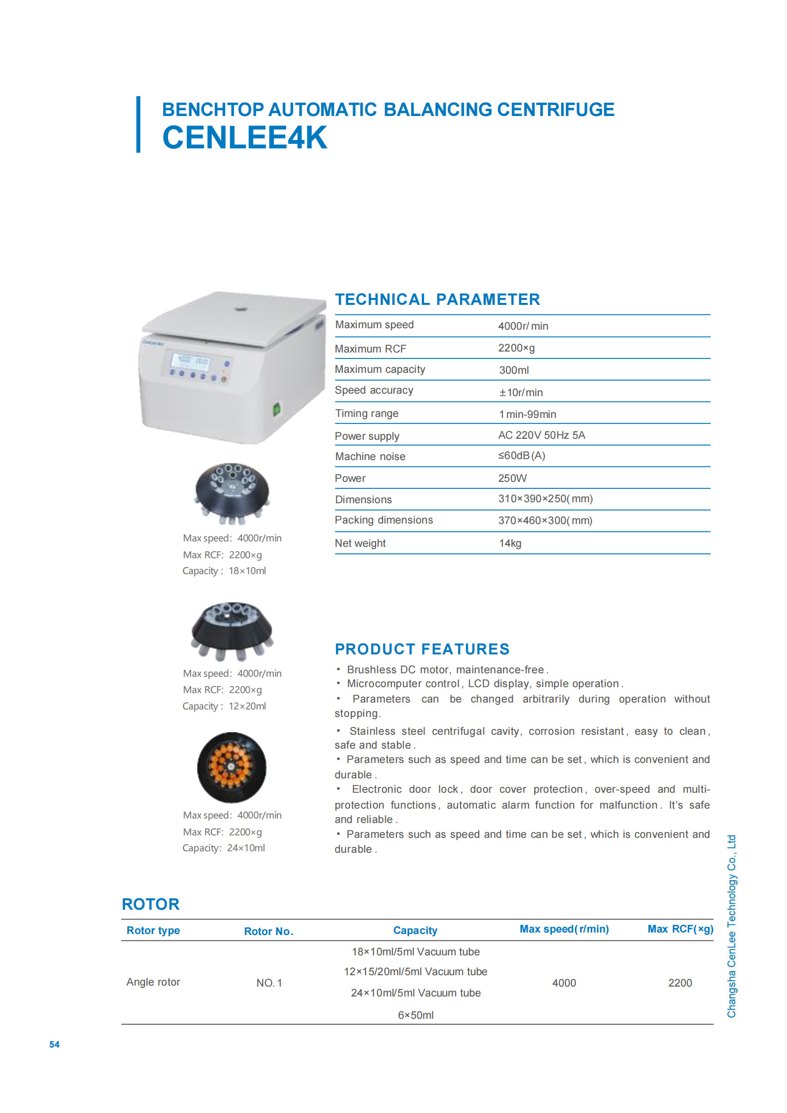 Cenlee 4K Brushless Motor Benchtop Auto-Balancing Centrifuge Machine for Blood Plasma Separation