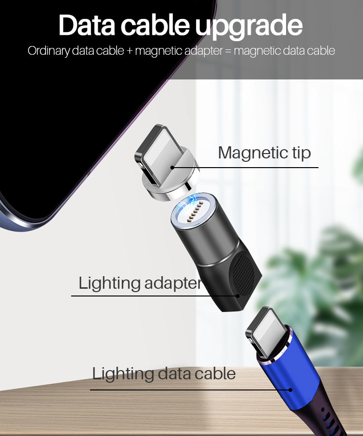 2.4A Magnetic OTG Cable Data Sync Transfer Durable 3 In 1 OTG Adapter