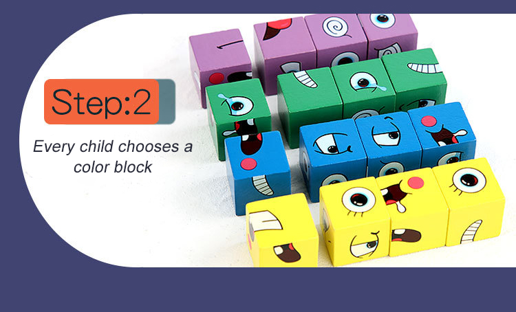 Children Baby Developmental Toys 3D Face Changing Building Blocks