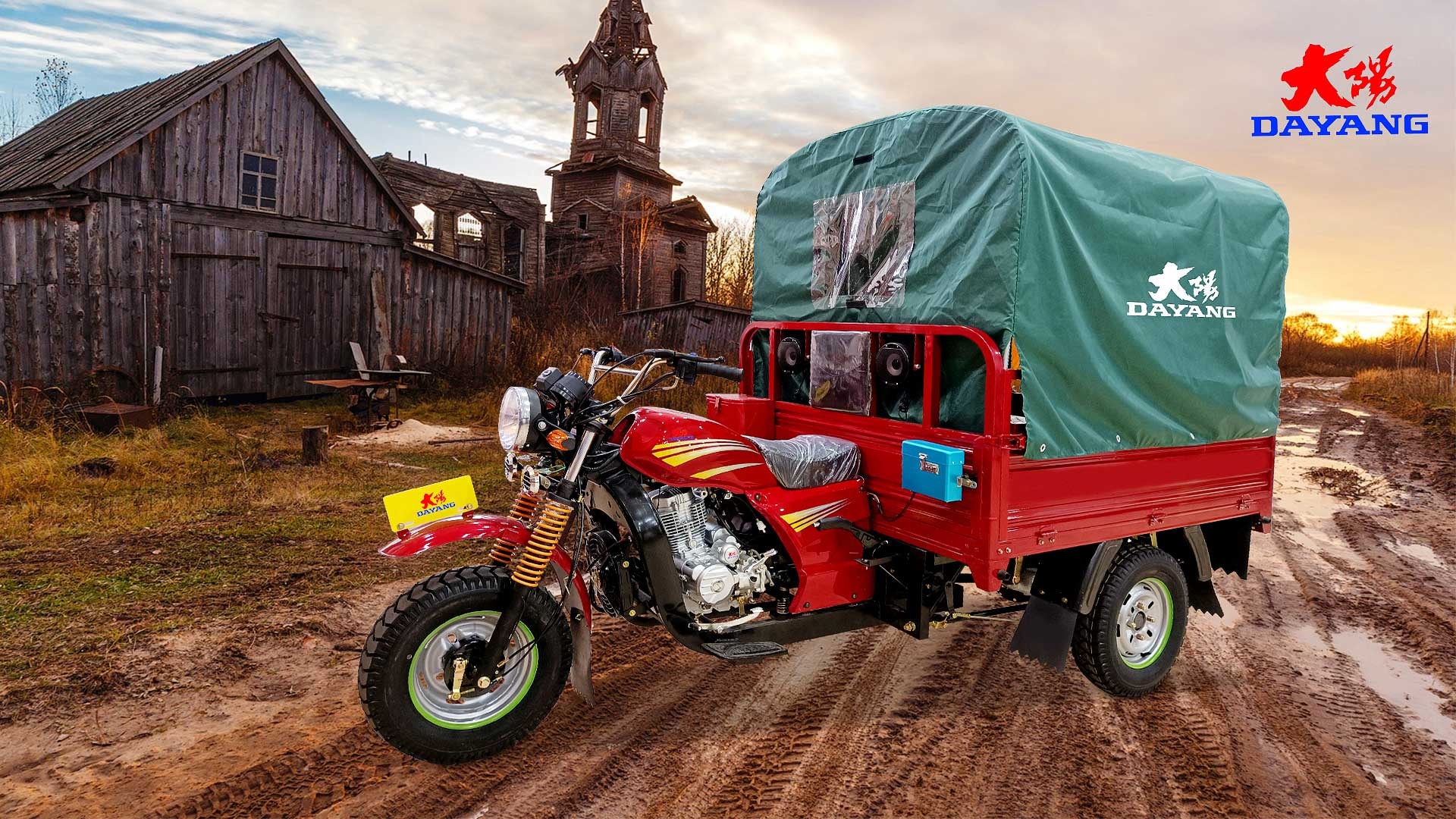 DAYANG Model Prince Cargo Tricycle with Tarp and Fuel Type Gasoline Made in 320 * 80