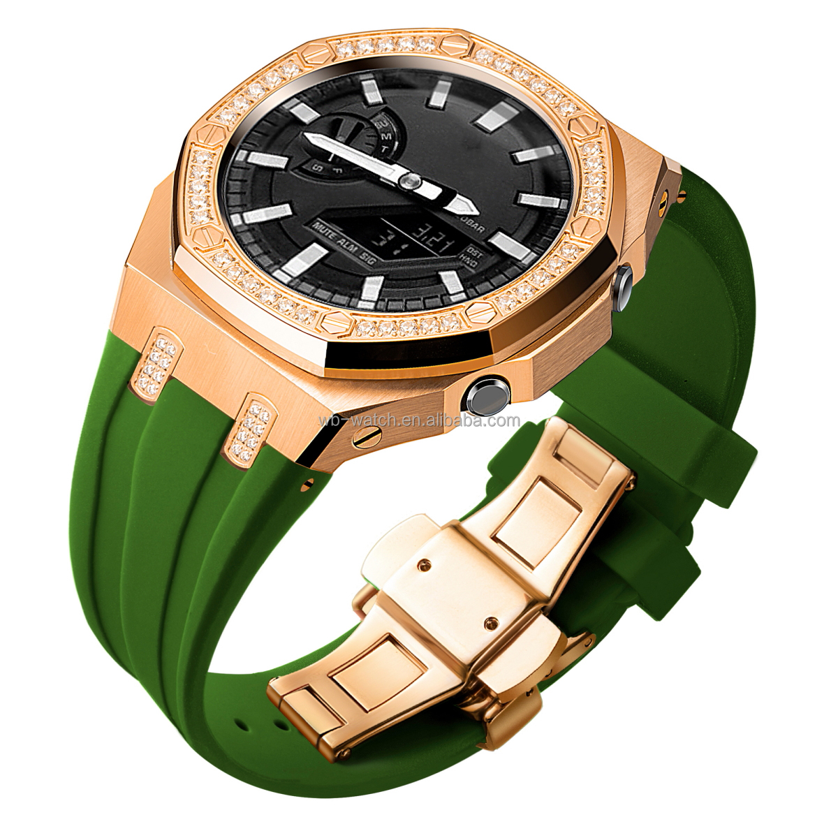 5th Generation Custom Luxury Mod Kit For Casioak Ga 2100 Silicone Band And Diamond Set