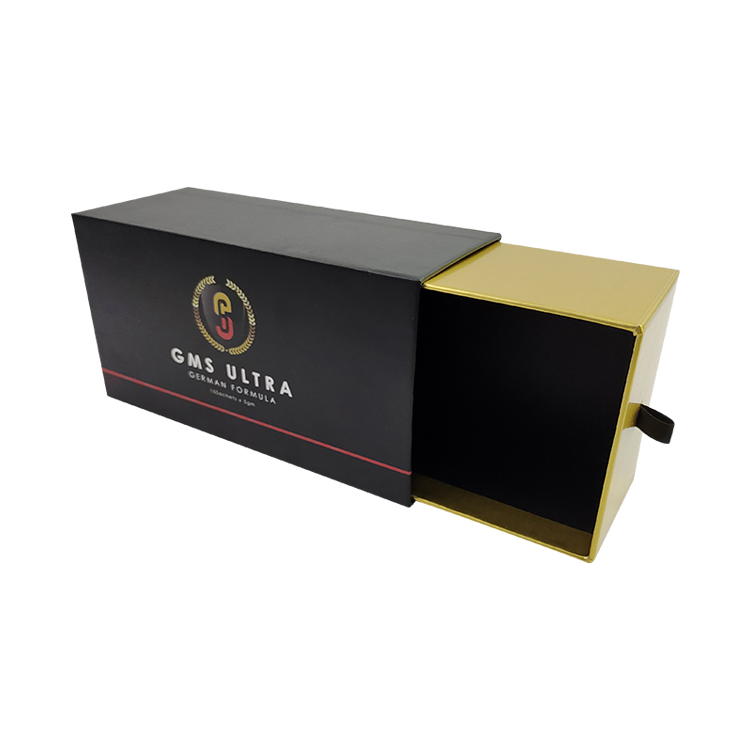 Recyclable Black Drawer Packaging Box Black Kraft Paper Gift Boxes Customized
