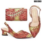 Supoo Good quality gold Italian ladies shoes matching bags african wedding low