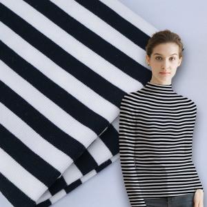 Quality 100 Cotton Interlock Fabric Breathable Striped Soft Rib Material For French Terry wholesale