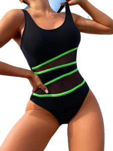 Quality Stitching Black Sexy Bikini Gauze High Waist One Piece Bikini Women'S Swimsuit wholesale