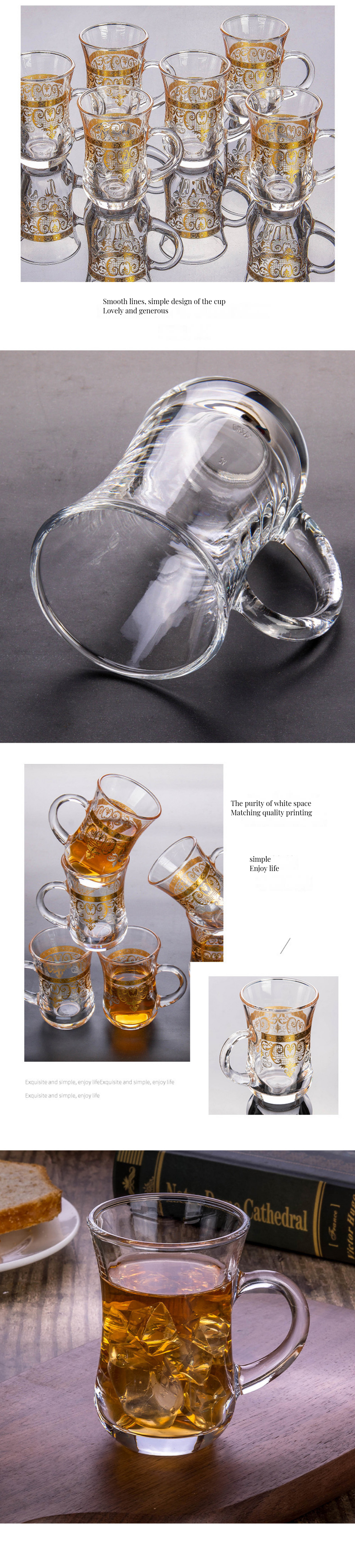 Minimalist Design Style Mountain Shape Glass Cup for Coffee Juice or Ice Cream Drinking