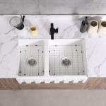 33In Double Bowls Farmhouse Kitchen Sink Fireclay Country Style Sink