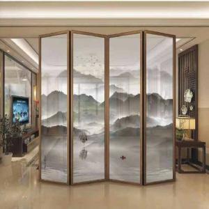 Quality Landscape Painting Wire Glass Partition Screens 3mm Tempered Glass Partition Wall wholesale