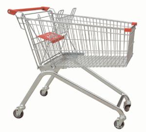 Quality Powder Coating Supermarket Shopping Trolley Cart , 4 Wheel Metal Shopping Carts wholesale