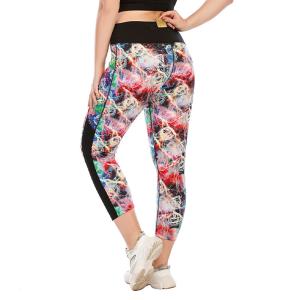Quality Athletic Patterned Yoga Pants Quick Dry Breathable Women Plus Size Floral Print Leggings wholesale