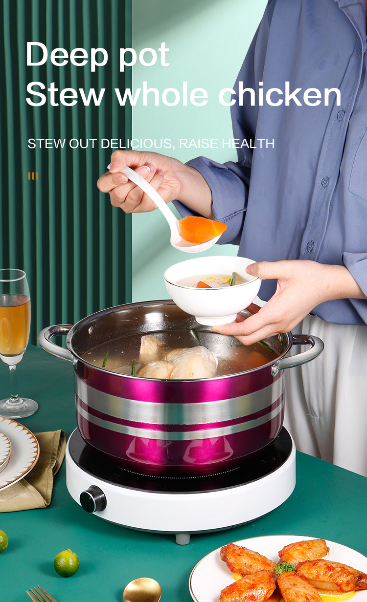 Hot Selling Color Body Soup Cooking Pot Set Ollas Stainless Steel 410 Cookware Set for Kitchen