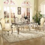 Silvery Legs Luxury Marble Dining Table 60inchx36inchx30inch Italian Modern