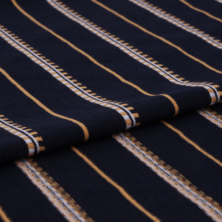 32S Cotton T Shirt Fabric Tightly Woven 180g Yarn Dyed Stripe Material