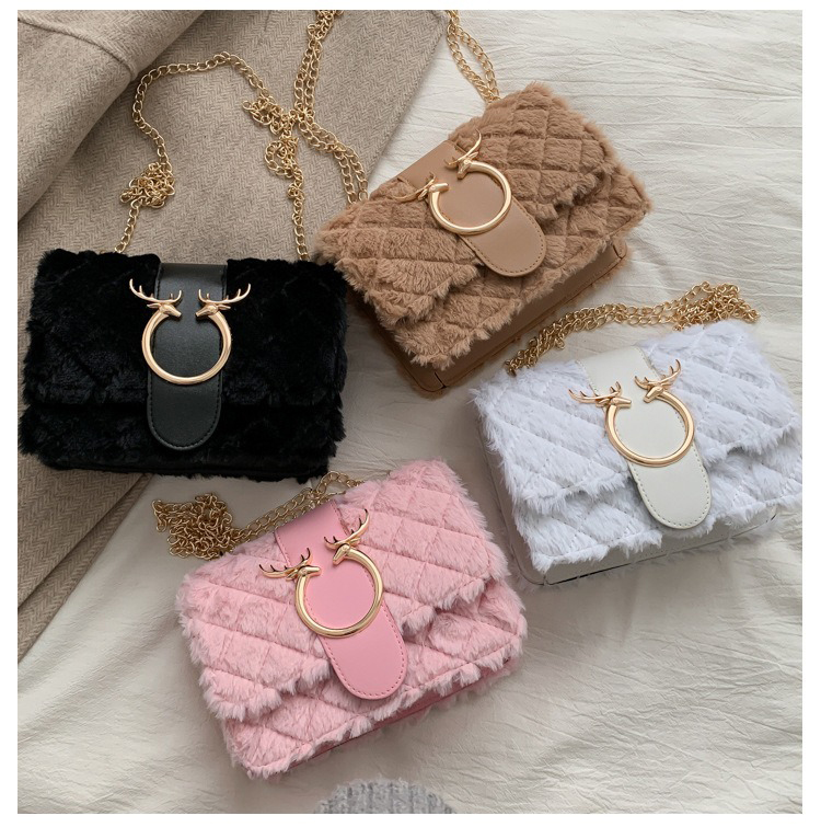 OEM 2024 Fashion Bolsos Luxury Mini Shoulder Messenger Hand Bags Plush Small Square Bag