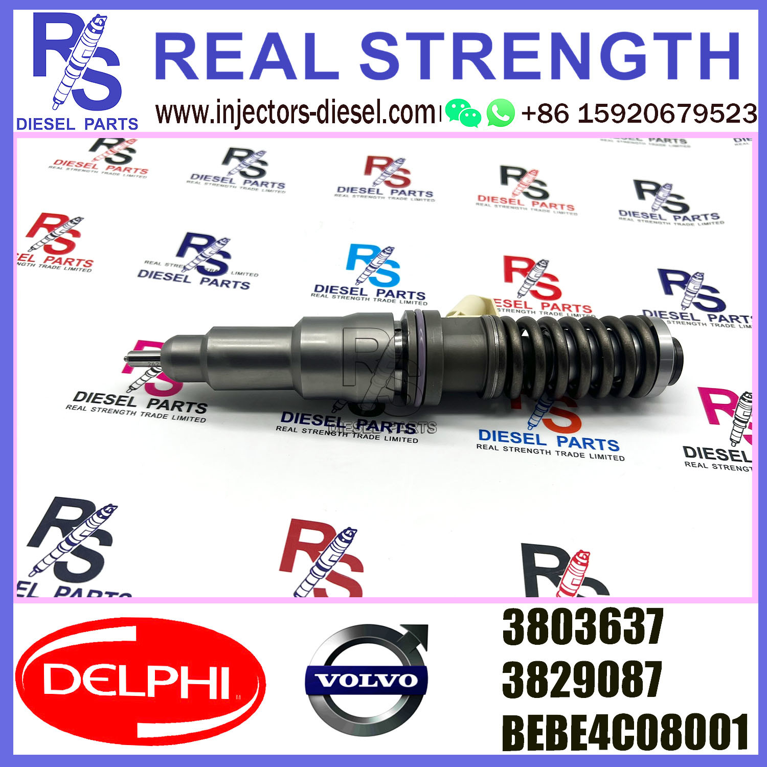 DELPHI 2pin injector 3829087 3803637 BEBE4C08001 Diesel pump Injector V-O-L-V 3829087 BEBE4C08001 E1 for 16 LITRE INDUSTRI