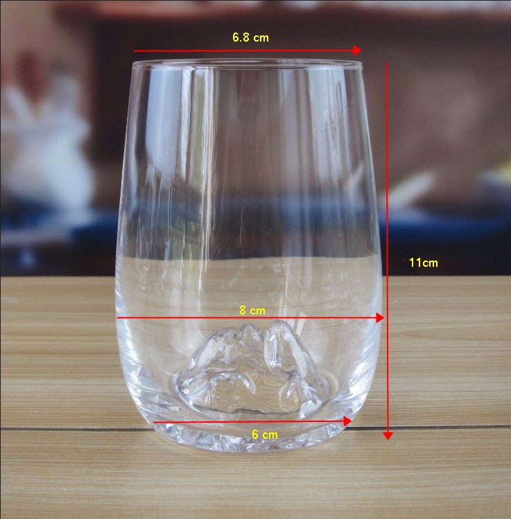 14 Oz Whiskey Glasses With Creative Ice Montain Bottom