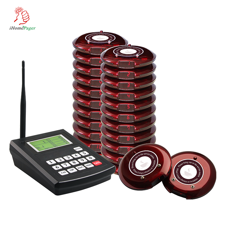 New arrival high quality battery protect tech wireless coaster pager system 1 keypad with 25 pagers