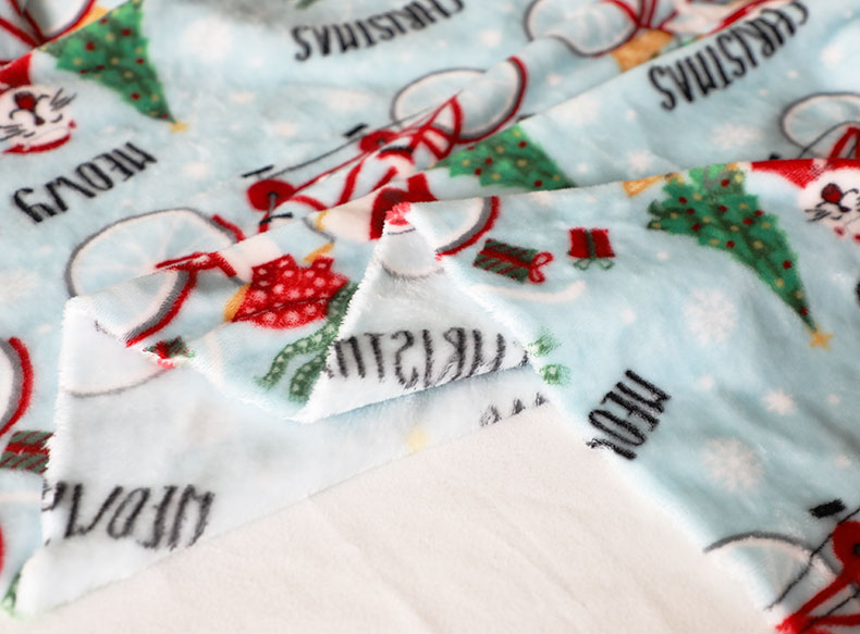 Printed Christmas Flannel Fleece Fabric 300gsm For Upholstery Toy Blankets