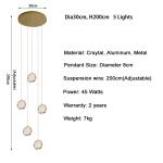 Round pendant light for living room ball crystal gold nordic chandelier(WH-NC-65