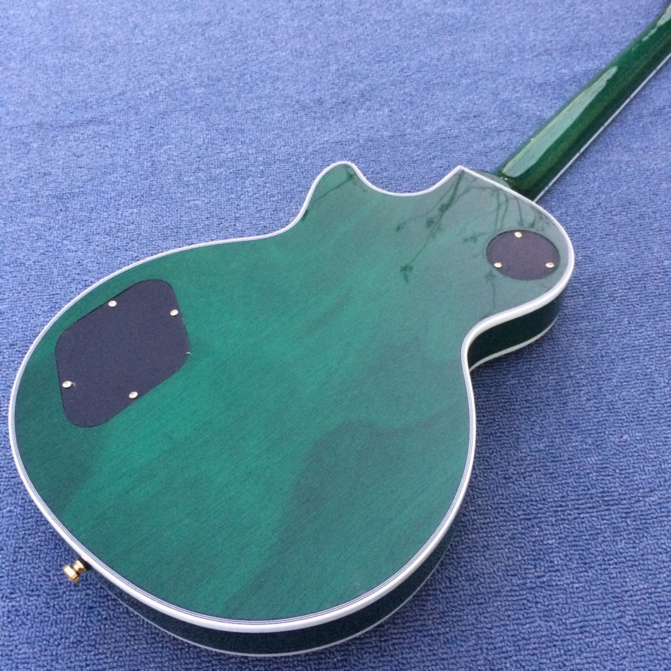 Chibson custom LP electric guitar, Green Flame Maple Top electric guitar with Gold hardware