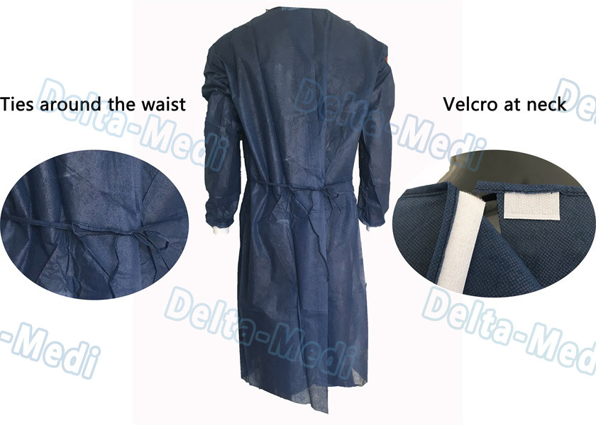 Long Sleeve Disposable Protective Gowns , Comfortable Dustproof Medical Patient Isolation Gowns
