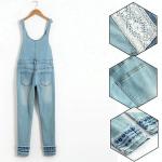 Custom Printed Slim Fit Girls Denim Clothes / Jeans Bib Pants OEM ODM