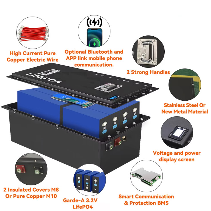 51.2V 48v Golf Cart Batteries 120Ah LiFePO4 Battery For Marine With Multiple Communication Options