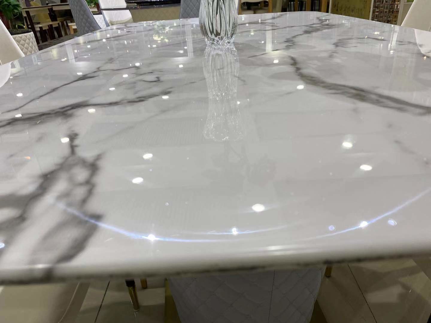 White Household Faux Marble Dinette , Crack Pattern Contemporary Coffee Table Set
