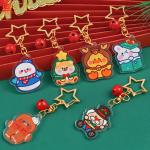 Customized Christmas Keychain with Metal Ring and Transparent Snowman Print