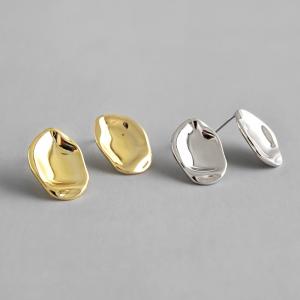 Quality Lanciashow Sterling Silver Simple Studs Earrings Irregular Geometric Shape Jewelry wholesale