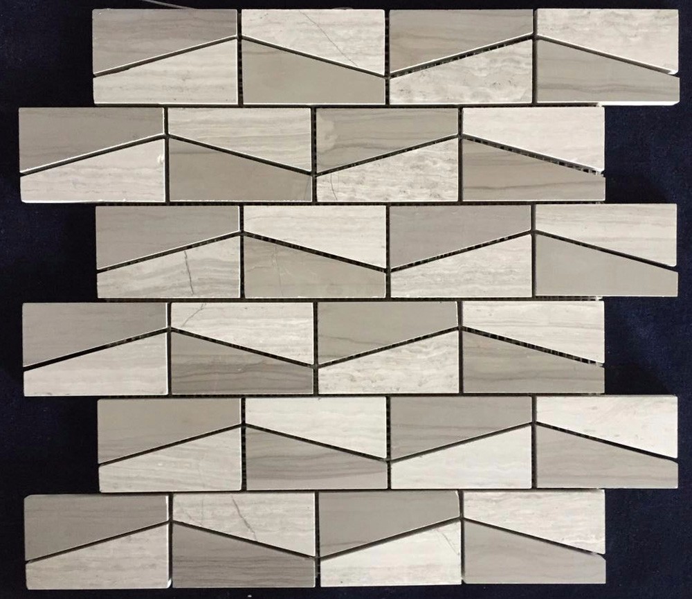White Black Penny Grey Mosaic Floor Tiles , Various Patterns Stone Brick Mosaic Tiles