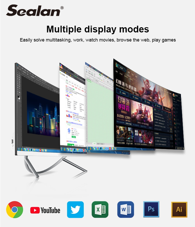 Curved Screen 27inch I7 4960 Gaming AIO PC Wide Angle
