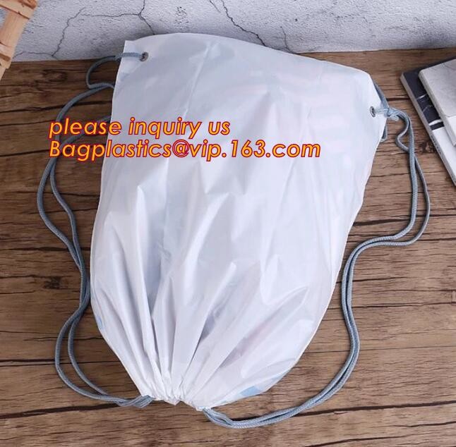 Biodegradable drawstring laundry poly bag with printing,Logo Printed Poly Drawstring Hotel/Travel Laundry Plastic bag