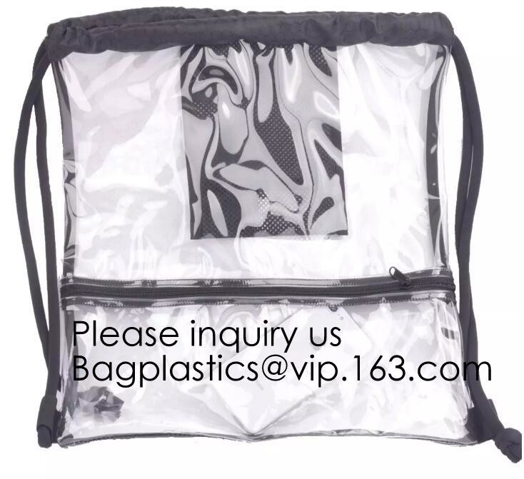 Clear Cinch Bags Traveling Sport Bags,Backpack with Front Zipper Mesh Pocket,Mesh Pocket and Bottle Mesh Poket,holder