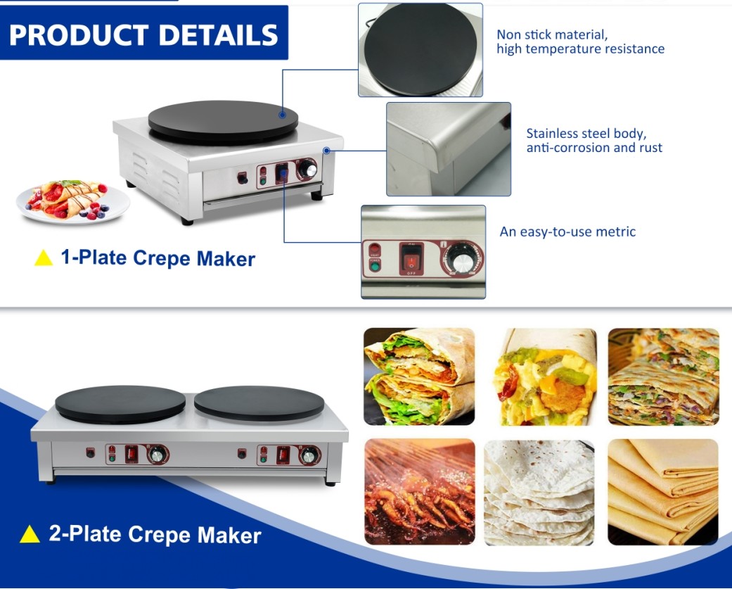 Commercial Professional Electric Industrial Counter Top Crepe Makers Crepe Pancake Making Machine