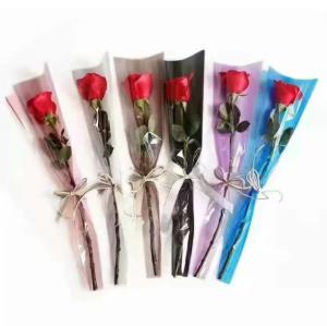 Quality Transparent Opp Single Rose Bouquets Flower Sleeve Packaging Gravure Printing wholesale