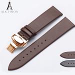 ALK Leather Watch Band Bracelet Strap Butterfly Deployant Clasp Buckle Watchband