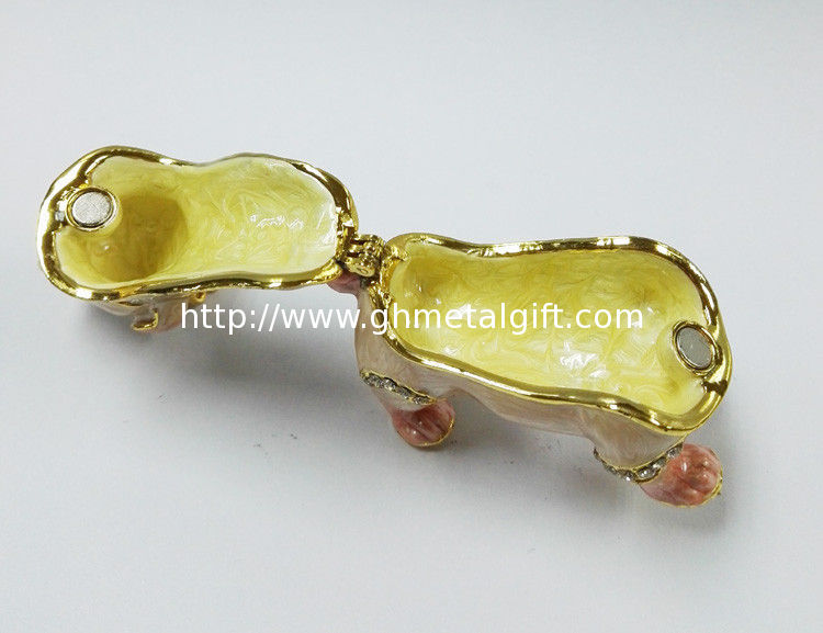 zinc alloy happy dog shaped metal jewelry box Dog metal jewelry box