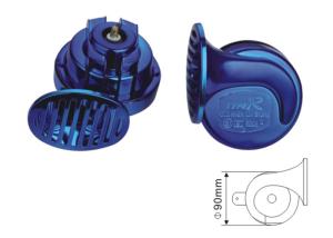 Quality EST1003A 12V/24V 100-115DB Dia 90mm 3.7A Chrome Blue Electrical Car Snail Horn copper wire wholesale