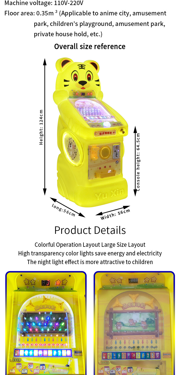 19mm Enchanting Tiger arcade Pinball Machine Fun-Filled Entertainment Colorful Design Skill Testing Game Ideal For Kids
