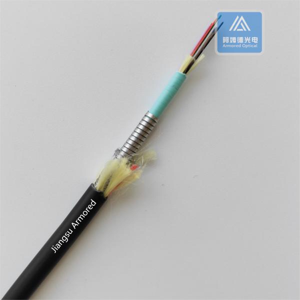 12 Cores Multi Mode Spiral Armored Fiber Cable 7.5mm Black TPU Rodent Resistant