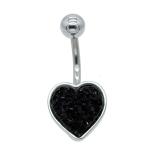 Hypoallergenic Belly Button Rings Rainbow Crystal Love Heart Dangle Navel