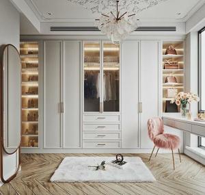 Quality European Laminate Wardrobe Design Closet Durable Safe and Customizable for Villa Storage wholesale