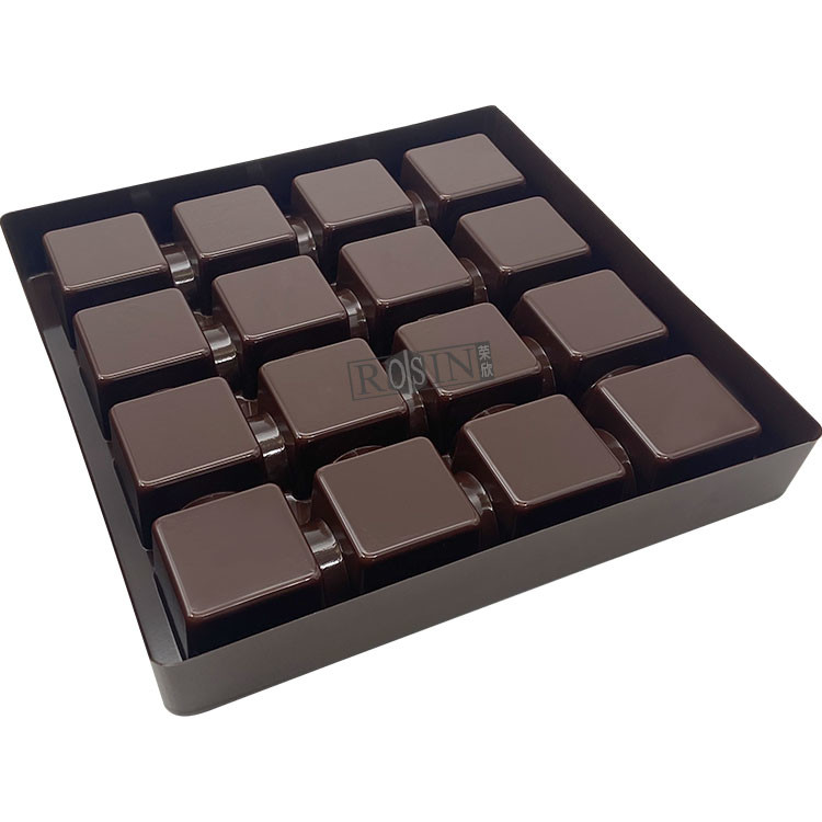 Custom 16 Cavity Plastic Chocolate Packaging PS Chocolate Packaging Tray