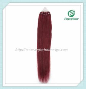 Quality Micro ring loop hair extensions 16&quot;-26&quot;L Malaysian remy hair 99J# color hair wholesale